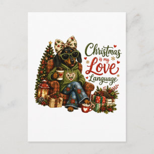 Dachshund Christmas is My Love Language Postcard