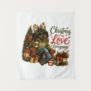 Dachshund Christmas is My Love Language Tapestry