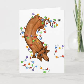 Dachshund Christmas Lights Card