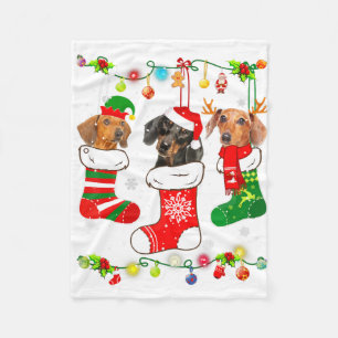 Dachshund Christmas Lights Gift Funny Xmas Dog Lov Fleece Blanket