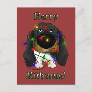 Dachshund Christmas Lights Holiday Postcard