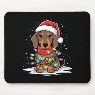Dachshund Christmas Lights Santa Hat Dog Lover Hol Mouse Mat