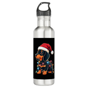 Dachshund Christmas Lights Santa Hat Xmas Dog Love 710 Ml Water Bottle