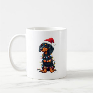 Dachshund Christmas Lights Santa Hat Xmas Dog Love Coffee Mug