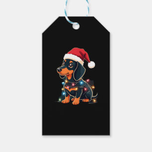 Dachshund Christmas Lights Santa Hat Xmas Dog Love Gift Tags