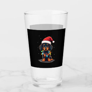 Dachshund Christmas Lights Santa Hat Xmas Dog Love Glass