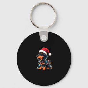 Dachshund Christmas Lights Santa Hat Xmas Dog Love Key Ring