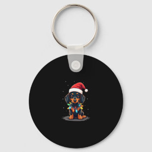 Dachshund Christmas Lights Santa Hat Xmas Dog Love Key Ring