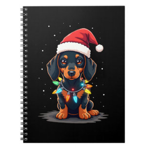 Dachshund Christmas Lights Santa Hat Xmas Dog Love Notebook