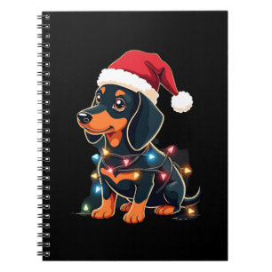 Dachshund Christmas Lights Santa Hat Xmas Dog Love Notebook