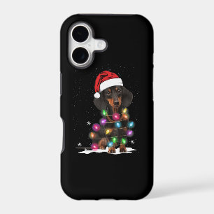 Dachshund Christmas Lights With Snow