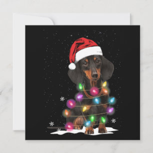 Dachshund Christmas Lights With Snow Card