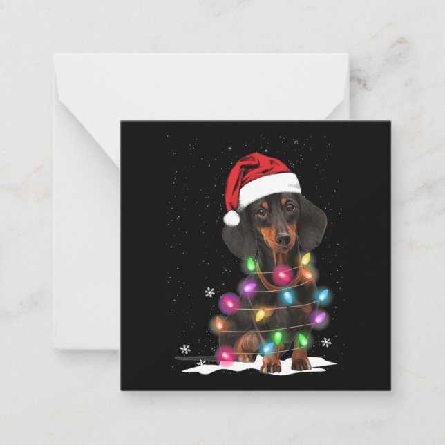 Dachshund Christmas Lights With Snow Card (Front)