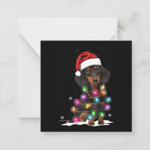 Dachshund Christmas Lights With Snow Card