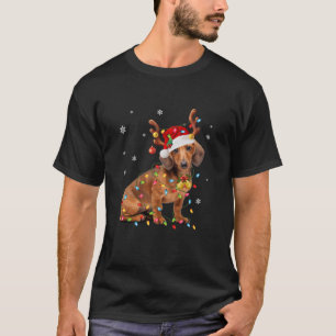 Dachshund Christmas Loves led Funny Christmas Rein T-Shirt