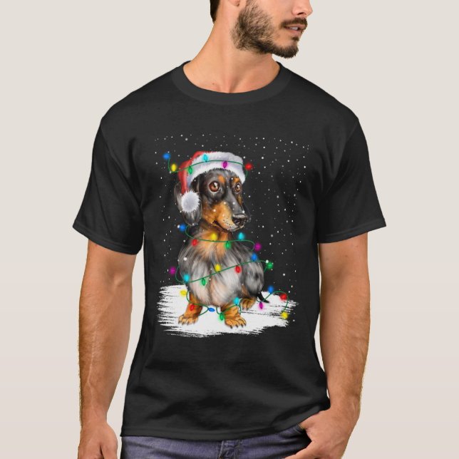 Dachshund Christmas Loves led T-Shirt Gifts Cute D (Front)