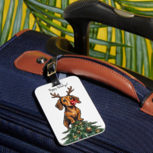 Dachshund Christmas Luggage Tag