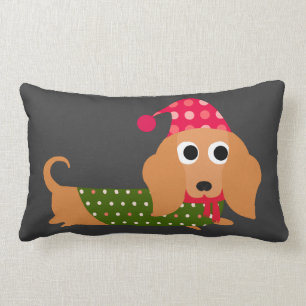 Dachshund Christmas Lumbar Cushion
