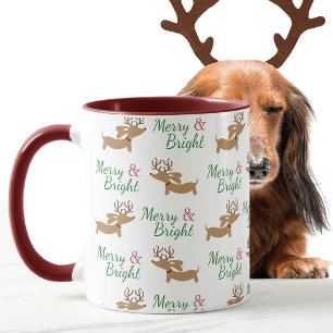 Dachshund Christmas Merry & Bright Wiener Dog Mug