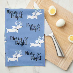 Dachshund Christmas Merry Dish Kitchen Towel