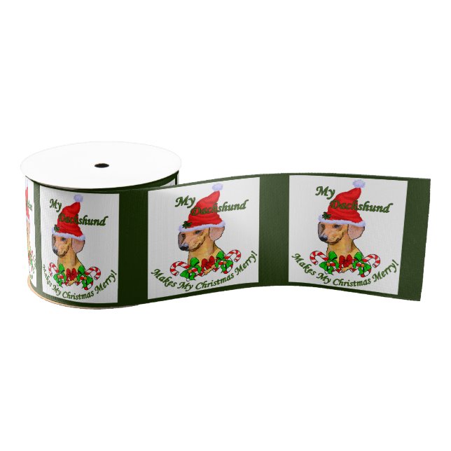 Dachshund Christmas Merry Grosgrain Ribbon (Spool)
