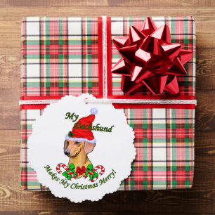 Dachshund Christmas Merry Tree Decoration Card