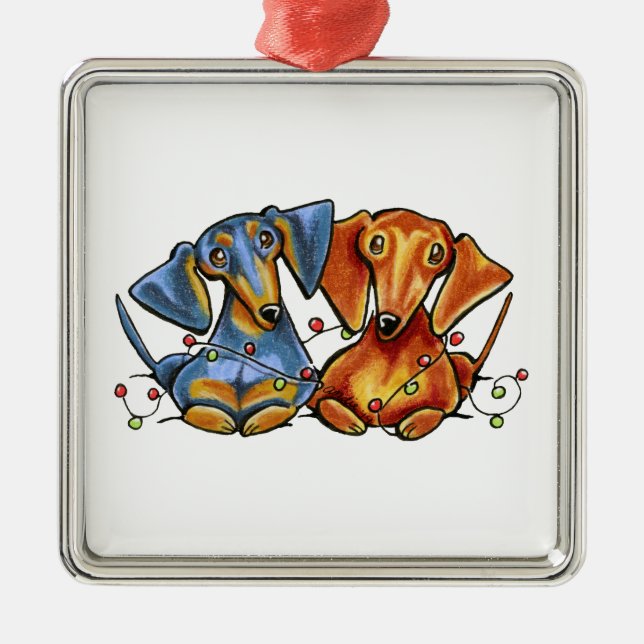 Dachshund Christmas Metal Tree Decoration (Front)