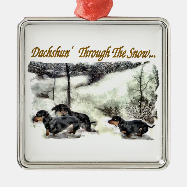 Dachshund Christmas Metal Tree Decoration (Front)