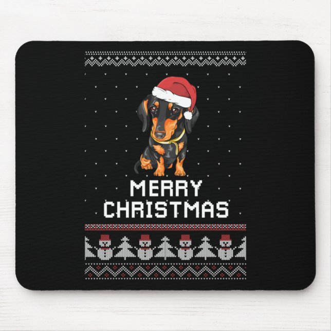 Dachshund Christmas Mouse Mat (Front)