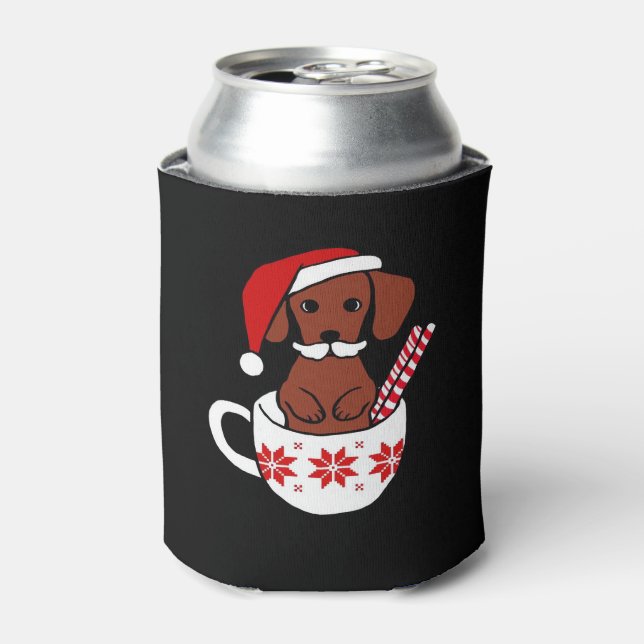 Dachshund Christmas Moustache Coffee Mug Classic T Can Cooler (Can Front)
