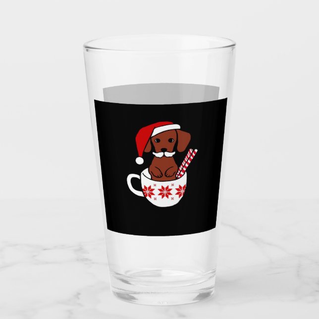 Dachshund Christmas Moustache Coffee Mug Classic T Glass (Front)