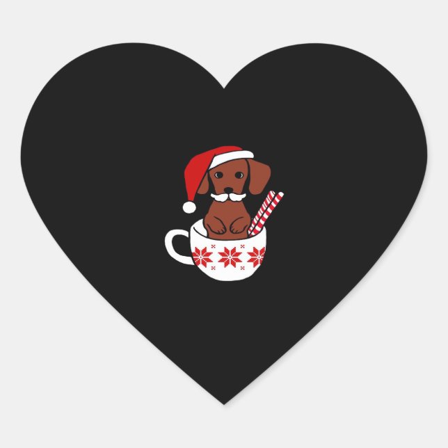 Dachshund Christmas Moustache Coffee Mug Classic T Heart Sticker (Front)