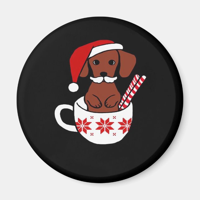 Dachshund Christmas Moustache Coffee Mug Classic T Magnet (Front)