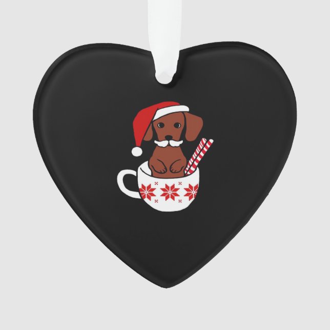 Dachshund Christmas Moustache Coffee Mug Classic T Ornament (Front)