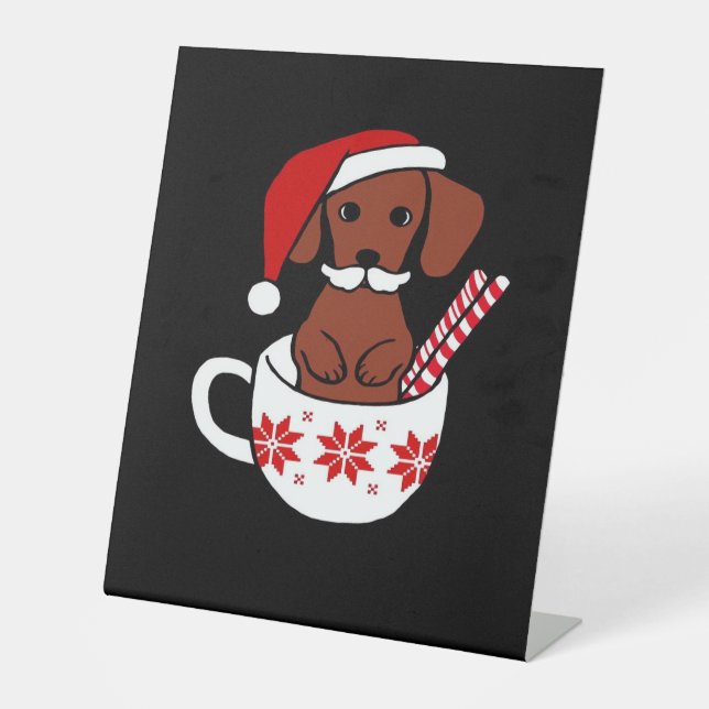 Dachshund Christmas Moustache Coffee Mug Classic T Pedestal Sign (Front)