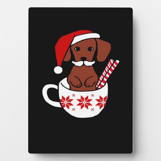 Dachshund Christmas Moustache Coffee Mug Classic T Plaque (Front)