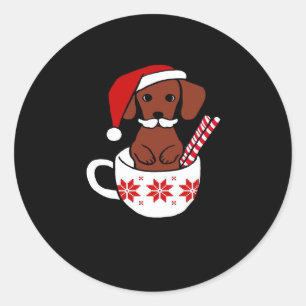 Dachshund Christmas Mustache Coffee Mug Classic T- Classic Round Sticker