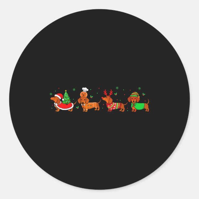 Dachshund Christmas Pajamas For Women Girlfriend D Classic Round Sticker (Front)