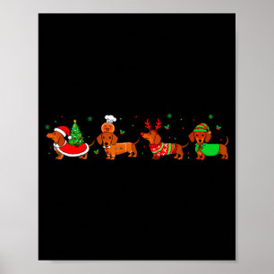 Dachshund Christmas Pajamas For Women Girlfriend D Poster