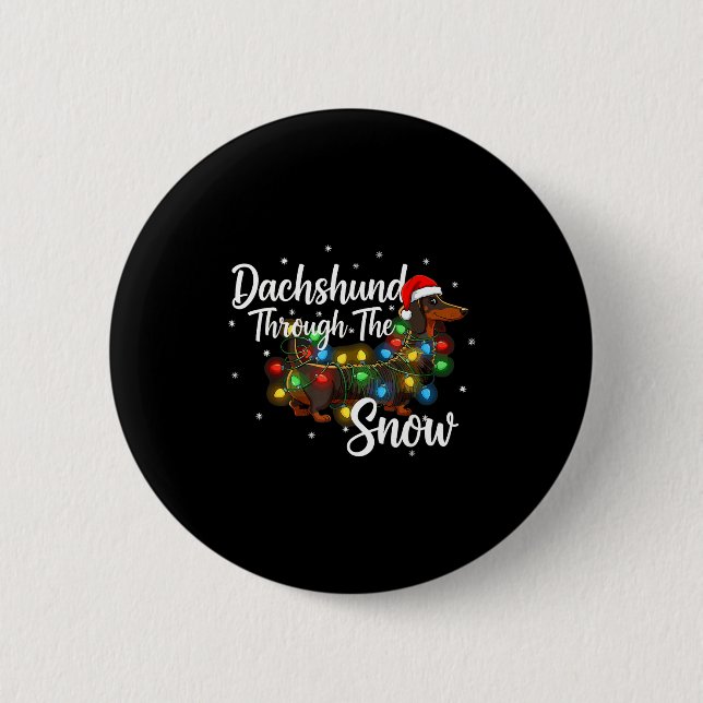 Dachshund Christmas Pajamas Shirt Dachshund Throug 6 Cm Round Badge (Front)