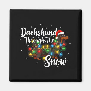 Dachshund Christmas Pajamas Shirt Dachshund Throug Magnet