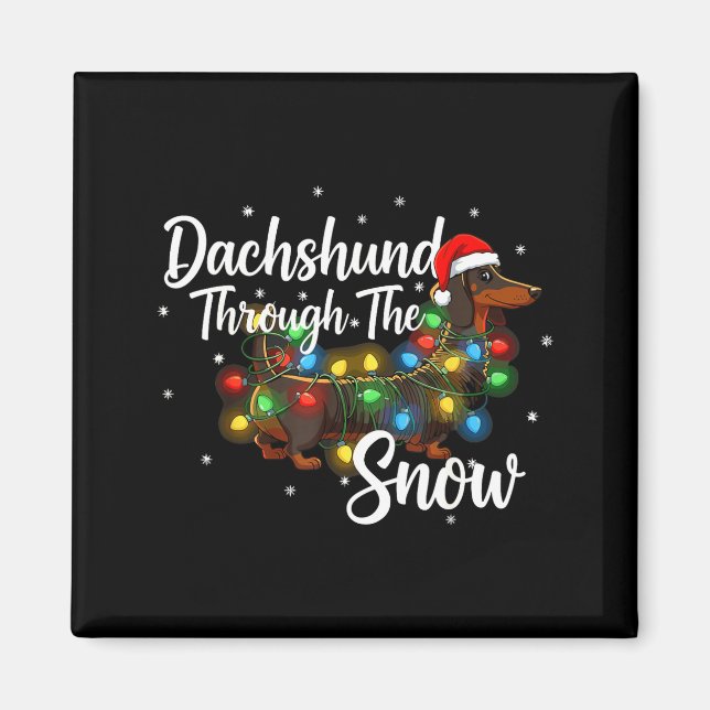 Dachshund Christmas Pajamas Shirt Dachshund Throug Magnet (Front)