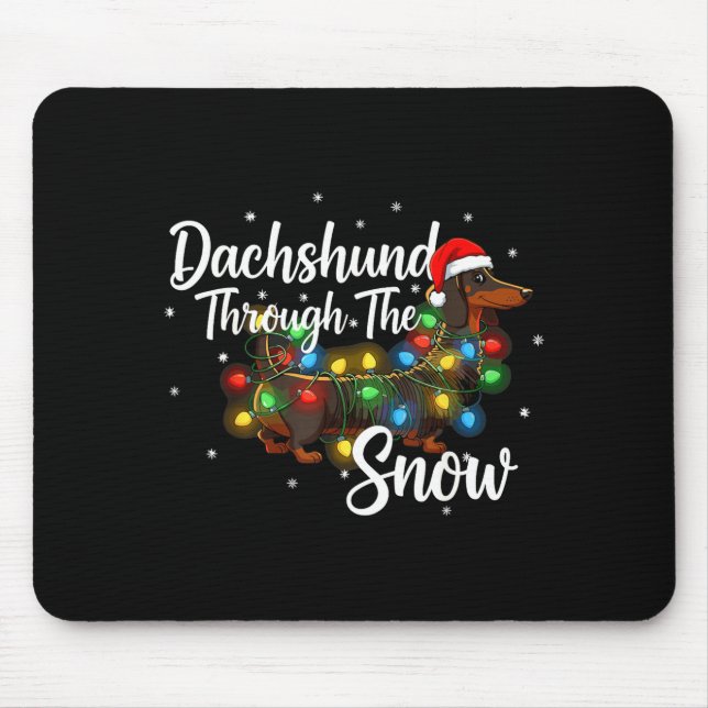 Dachshund Christmas Pajamas Shirt Dachshund Throug Mouse Mat (Front)