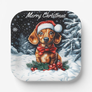 Dachshund Christmas Paper Plate