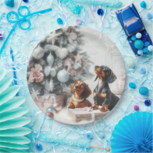 Dachshund Christmas Party Paper Plates