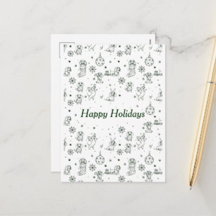 Dachshund  Christmas pattern Holiday Postcard