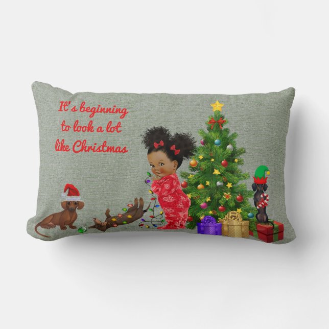 Dachshund Christmas Pillow Ethnic Holiday Decor (Front)