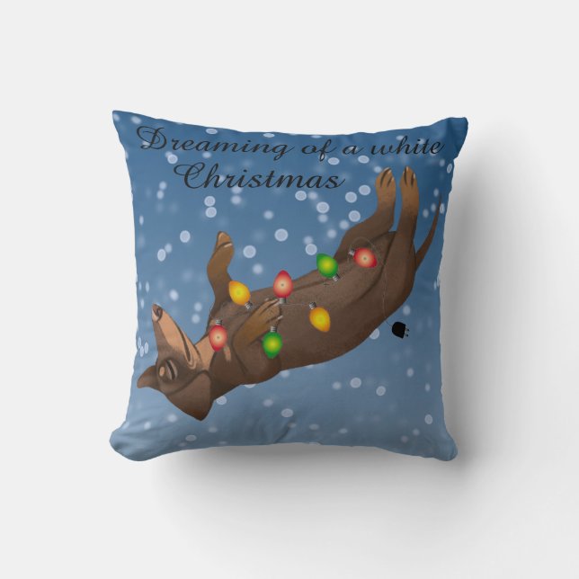 Dachshund Christmas Pillow Holiday Wiener Dog (Front)