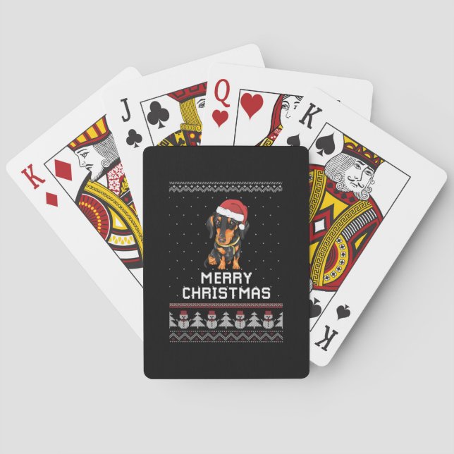 Dachshund Christmas Playing Cards (Back)