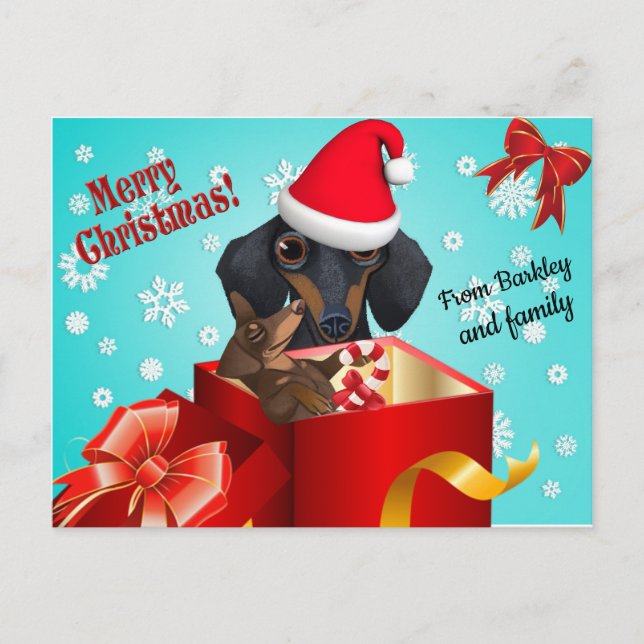 Dachshund Christmas Post Card (Front)